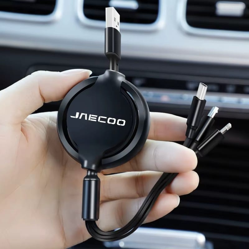 3 in 1 Retractable Car Charging Cable for Jaecoo Fast USB Data Cable Accessory